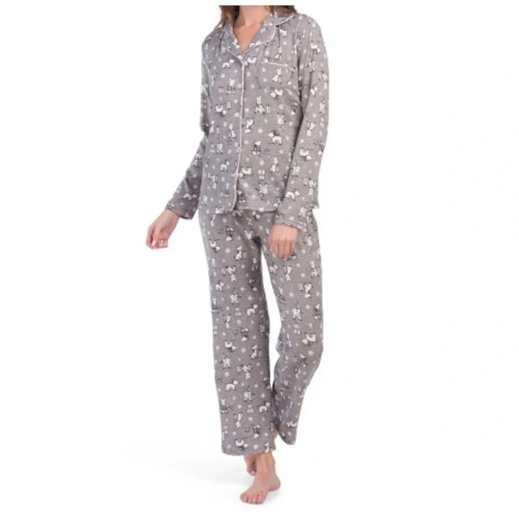 Laura Ashley Scottie Dog Pajama Set Long Sleeve Top and Pants Size Small Holiday - Picture 3 of 11